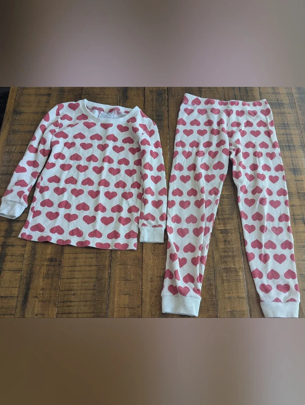 Kids Heart-Print Pink Pajama Set - Long Sleeve Top & Pants